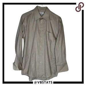 Yves Saint Laurent for Men Size 16/32-33 Long Sleeve Tan-Beige Shirt